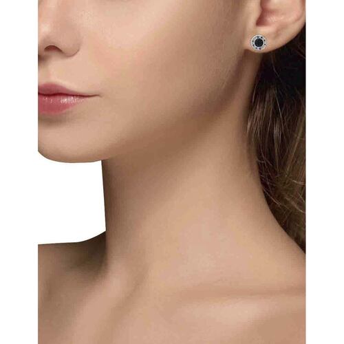 Aretes Silueta Botón Cristal Azul DKNY