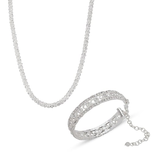 Set Color Plateado Tipo Largó Ajustable con Cristal de Fantasía Napier