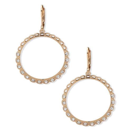 Aretes Acero Oro Rosa Botón Cristal DKNY