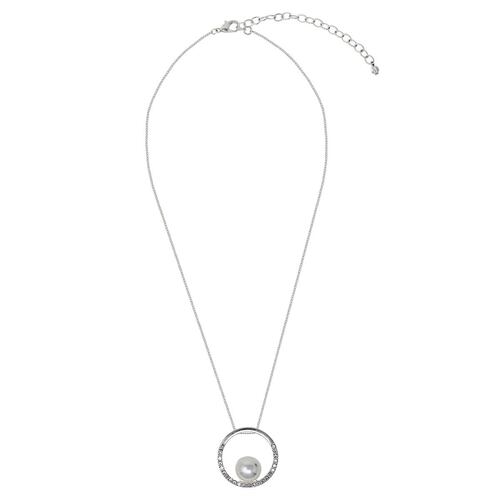 Collar Tipo Colgante Chico Forma Circular con Perla e Incrustaciones de Cristal Youre Invited