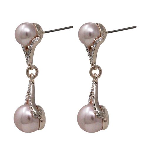 Aretes Rose Gold Colgantes Chicos con Detalle en Imitación Perla Youre Invited