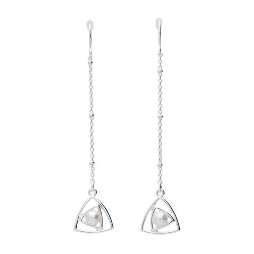 Aretes Colgantes Largos Detalle Triangular e Imitación Perla Youre Invited