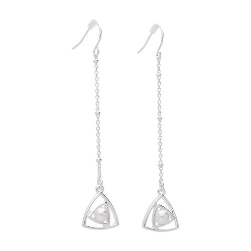 Aretes Colgantes Largos Detalle Triangular e Imitación Perla Youre Invited