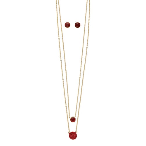 Box Set Collar Niveles con Detalles de Cristal Rojo DKNY