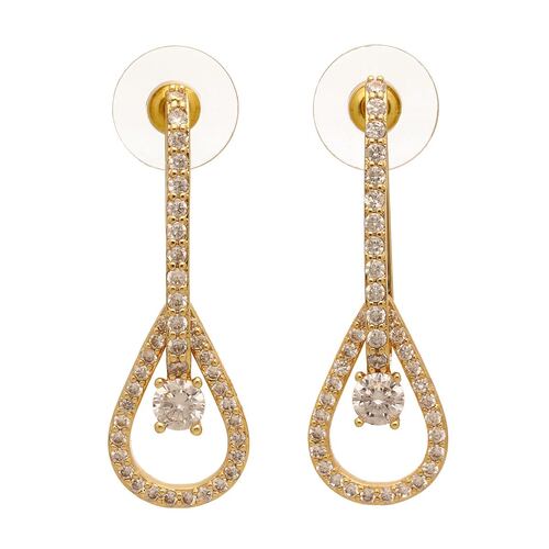 Aretes Colgantes de Gota Detalle Pavonado de Zirconias Cúbicas Napier
