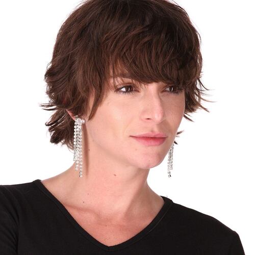 Aretes Colgantes de Flecos con Incrustaciones Tipo Cristal Youre Invited