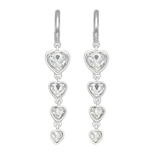 Aretes Largos con Detalles de Cristal Corte Corazón Nine West