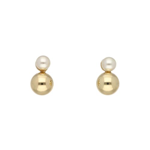 Aretes Tipo Botón con Incrustaciones de Perla Anne Klein