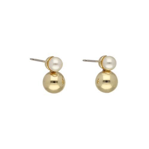 Aretes Tipo Botón con Incrustaciones de Perla Anne Klein