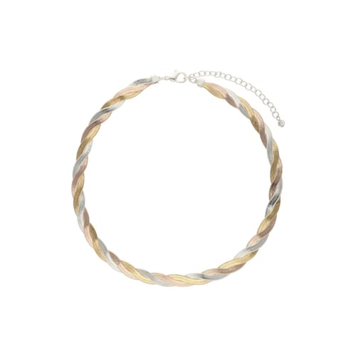 Collar Corto Doble Cadena Plana Trenzada Napier