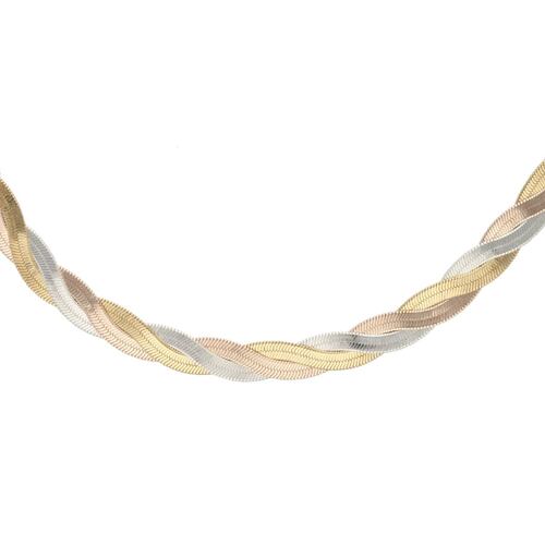 Collar Corto Doble Cadena Plana Trenzada Napier