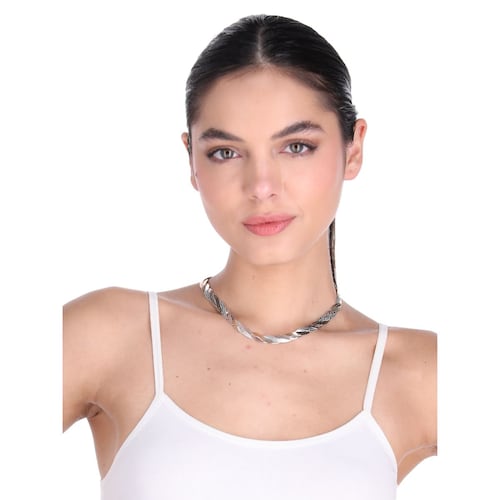 Collar Corto Doble Cadena Plana Trenzada Napier