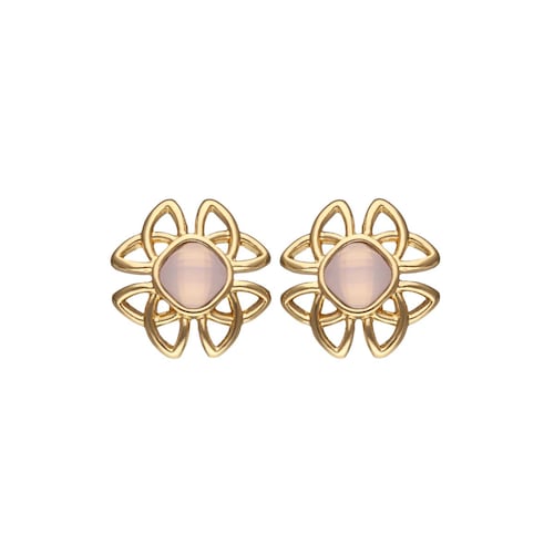 Aretes Tipo Botón Flores Detalle Rosa Napier