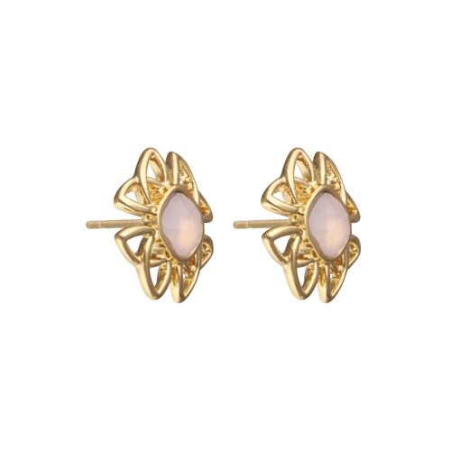 Aretes Tipo Botón Flores Detalle Rosa Napier