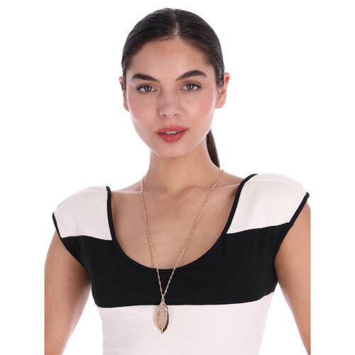 Collar Eslabones Dije Hoja con Relieve Napier