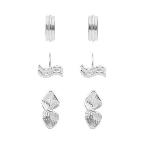 Aretes Tipo Botón Plateado Nine West