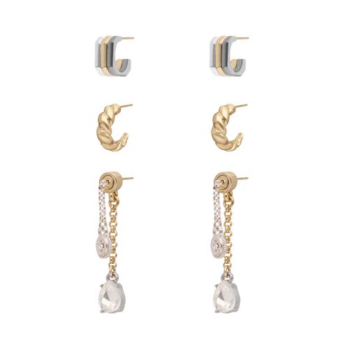 Aretes Tipo Botón Plateado Nine West