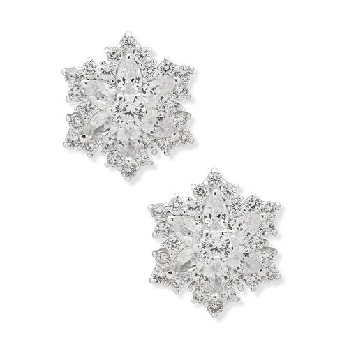 Aretes Copo de Nieve Circonita Plateados Anne Klein