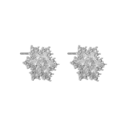 Aretes Copo de Nieve Circonita Plateados Anne Klein