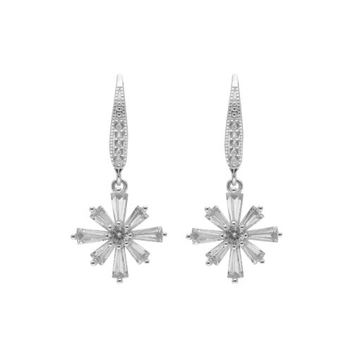 Aretes Largos Copo de Nieve con Circonita Anne Klein