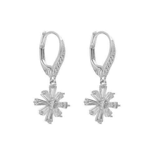 Aretes Largos Copo de Nieve con Circonita Anne Klein