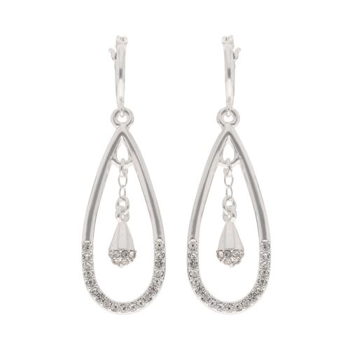 Aretes Acero Plateado Gota con Cristal DKNY