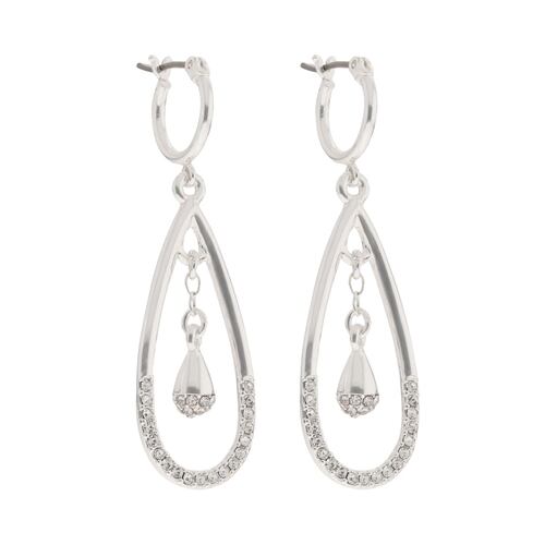 Aretes Acero Plateado Gota con Cristal DKNY