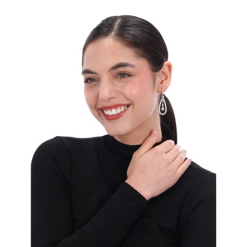 Aretes Acero Plateado Gota con Cristal DKNY
