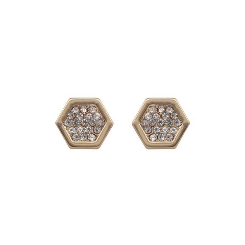 Aretes Acero Dorado Hexágono con Detalle de Cristal DKNY