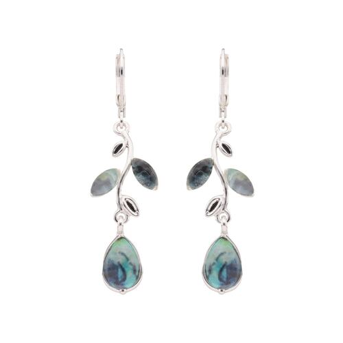 Aretes Plateados Hoja Tipo Linear con Piedra Napier