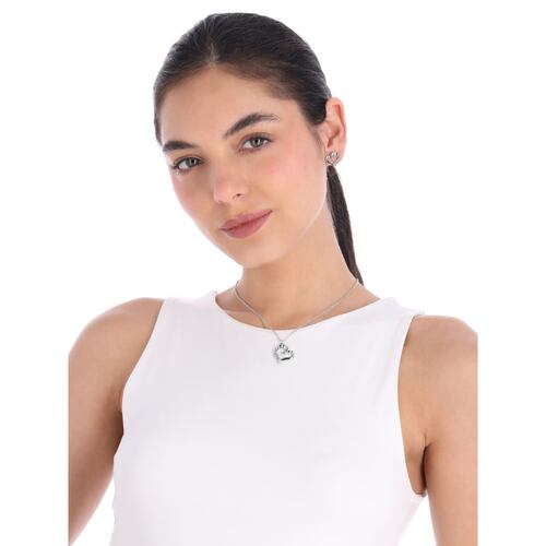 Box Set Collar Forma Corazón con Aretes Brillante Plateados Nine West