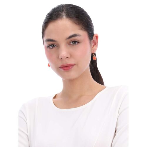 Aretes con Forma Circular Tipo Colgante Corto Color Dorado Napier