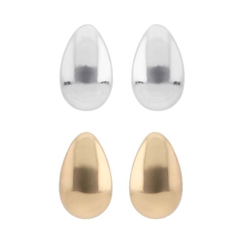 Set de Aretes Bitono Botón Forma Gotas Nine West