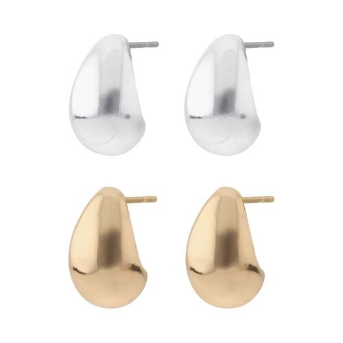 Set de Aretes Bitono Botón Forma Gotas Nine West
