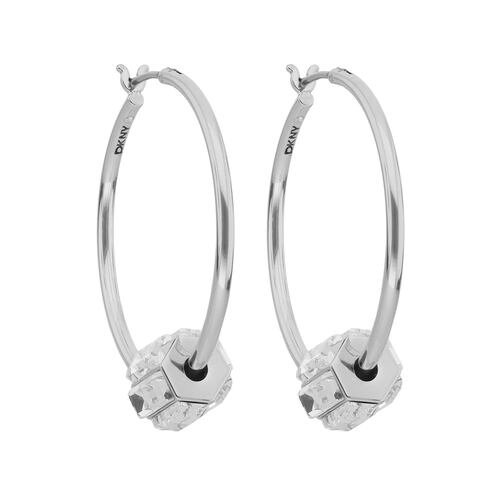 Aretes Plateados Círculo Arracadas DKNY