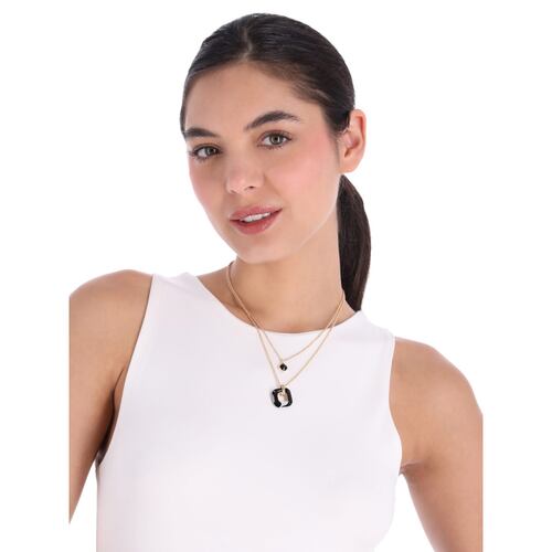 Collar Doble Cadena Dorado Aleación de Metales DKNY