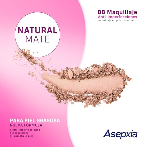 Maquillaje BB Polvo E/6 FPS 15 Natural Mate 10 G Asepxia