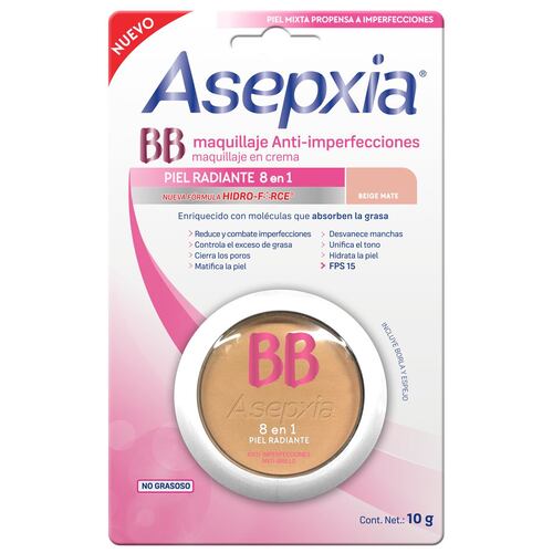Maquillaje BB Crema E/6 FPS 15 Beige Mate 10 G Asepxia