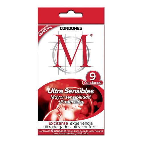 Condones M Ultra Sensibles 9 Piezas