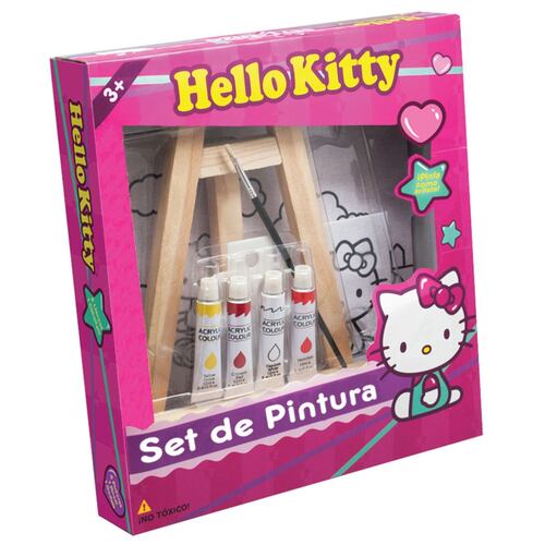 Set de Arte Hello Kitty: Lienzo con Caballete y Pinturas Acrílicas