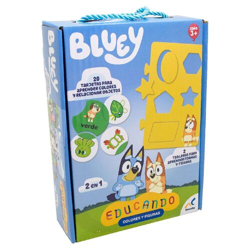 Juego De Mesa Preescolar Educando: Bluey Colores Y Figuras Caja De Cartón