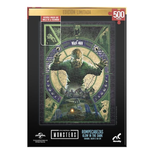 Rompecabezas Edición Limitada Monstruos Clásicos - Hombre Lobo Glow in the Dark 500 piezas