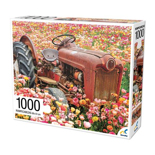 Rompecabezas Adulto Tractor en Flores 1000 piezas