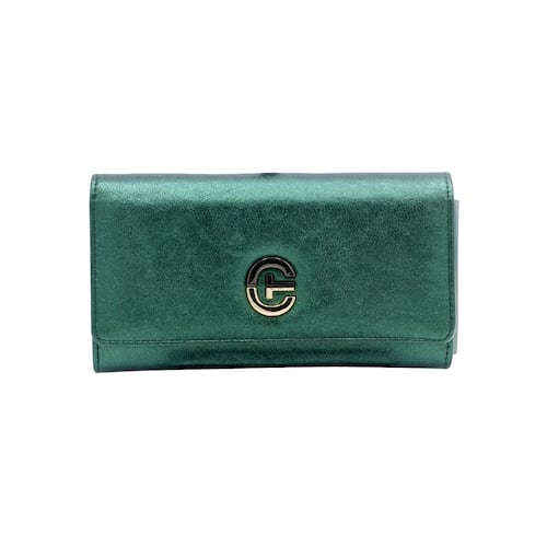Cartera Crabtree Verde Metálico Para Mujer