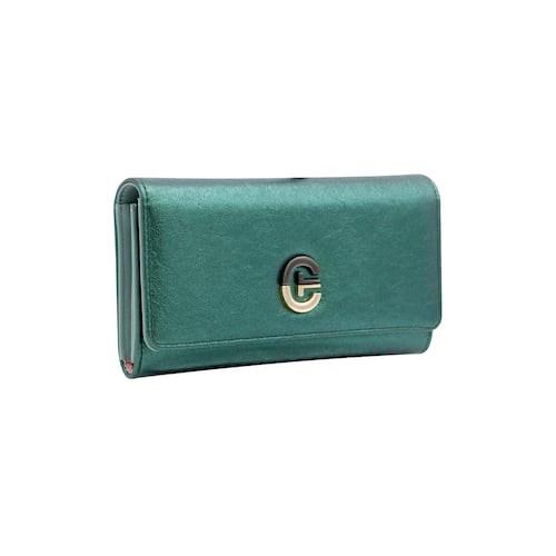 Cartera Crabtree Verde Metálico Para Mujer