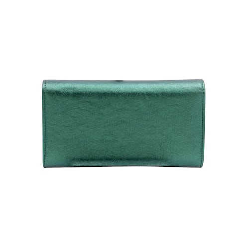 Cartera Crabtree Verde Metálico Para Mujer