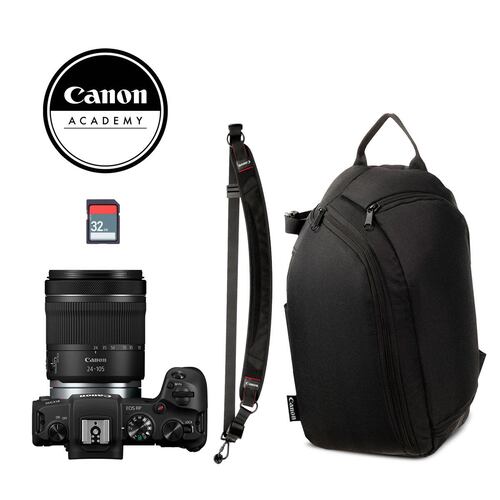 Cámara Canon Eos rp rf24-105mm f4-7.1 is stm  + backpack 100s + neckstrap ns-en110 + sd 32gb + courso online abc de la composicion.