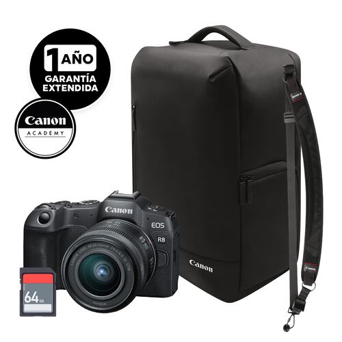 Cámara Canon R8 Lente Canon - Mochila - SD 64GB - Curso Online - Garantía Ext.
