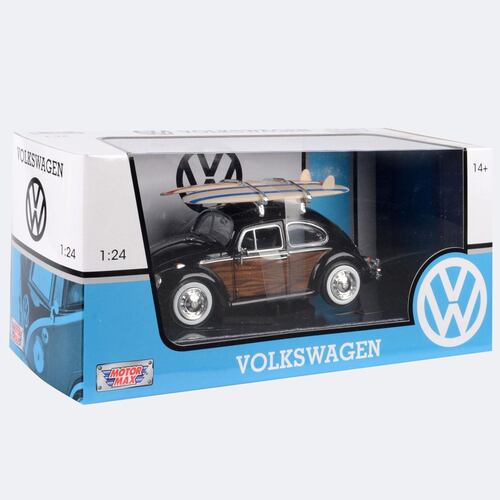 Vehículo de Colección Volkswagen Beetle Clásico 1966 con Tabla de Surf [2022 Nuevo] 1:24