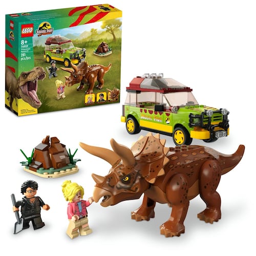 Set de juguetes de construcción LEGO Jurassic Park 76959 Análisis del Triceratops (281 piezas)